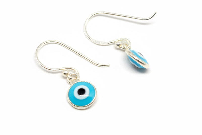 925 Sterling Silver Evil Eye Fishhook Earrings
