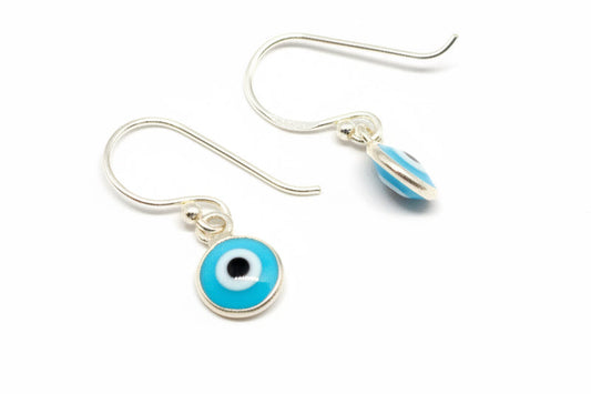 925 Sterling Silver Evil Eye Fishhook Earrings