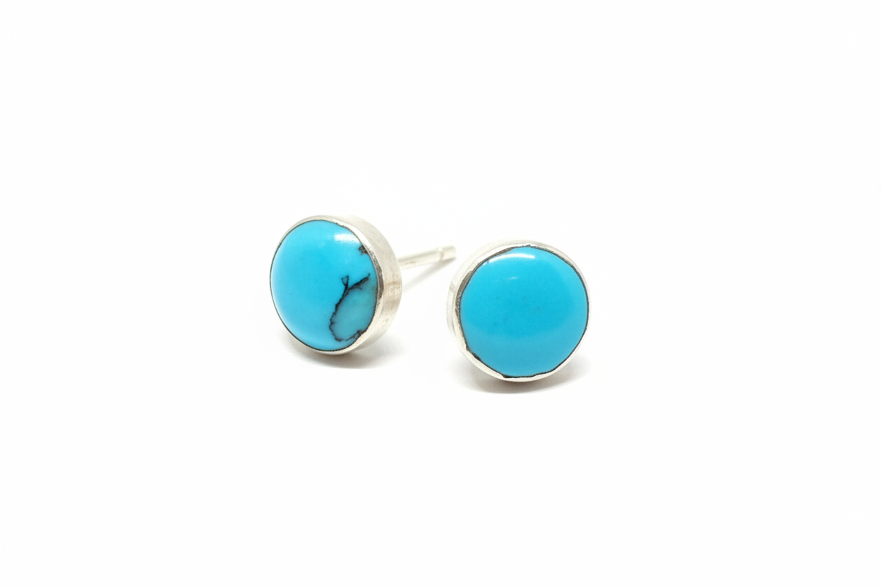 925 Sterling Silver Turquoise Stud Earrings