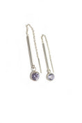 Load image into Gallery viewer, 925 Sterling Silver Threaded Synthetic Amethyst Earrings

