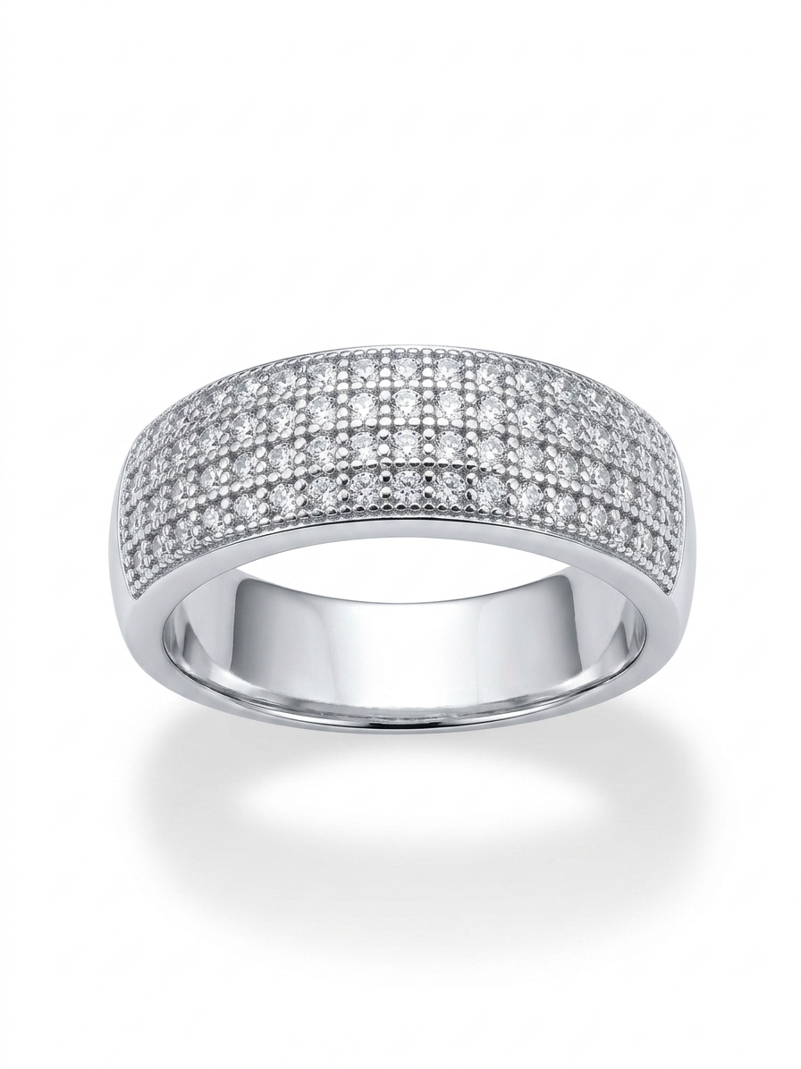 Dome Pave 925 Sterling Silver Ring