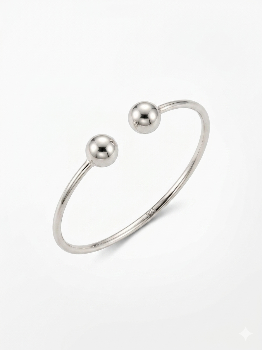Double Ball Adjustable 925 Sterling Silver Ring