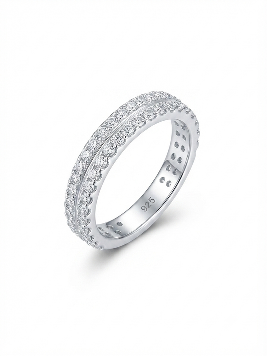 Double Eternity Pavé Sterling Silver Band