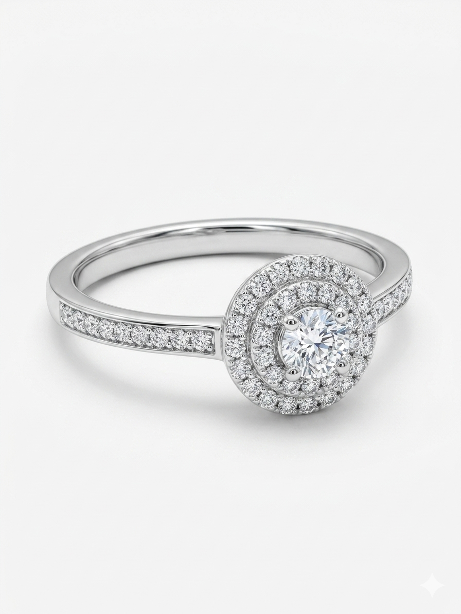 Double Halo 925 Sterling Silver Ring