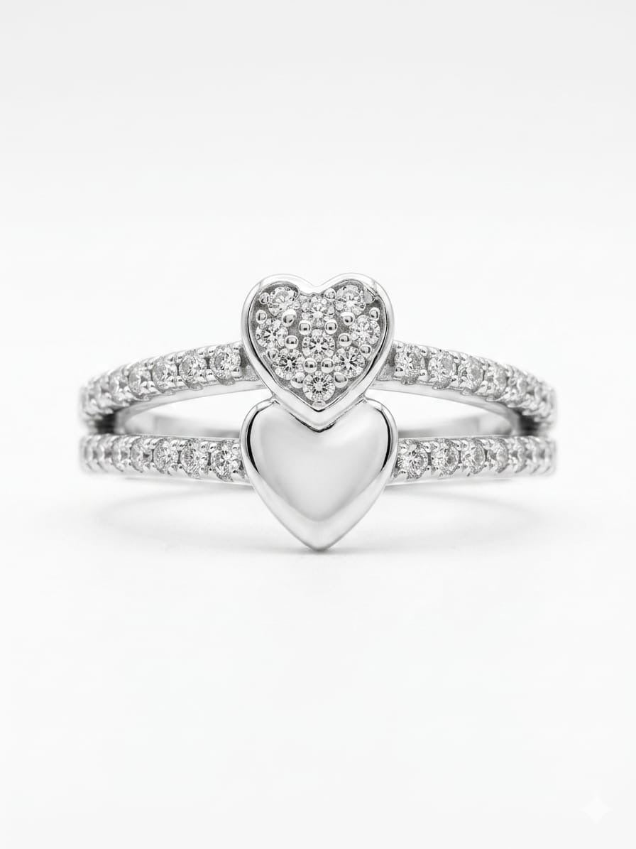 Double Heart Bypass 925 Sterling Silver Ring