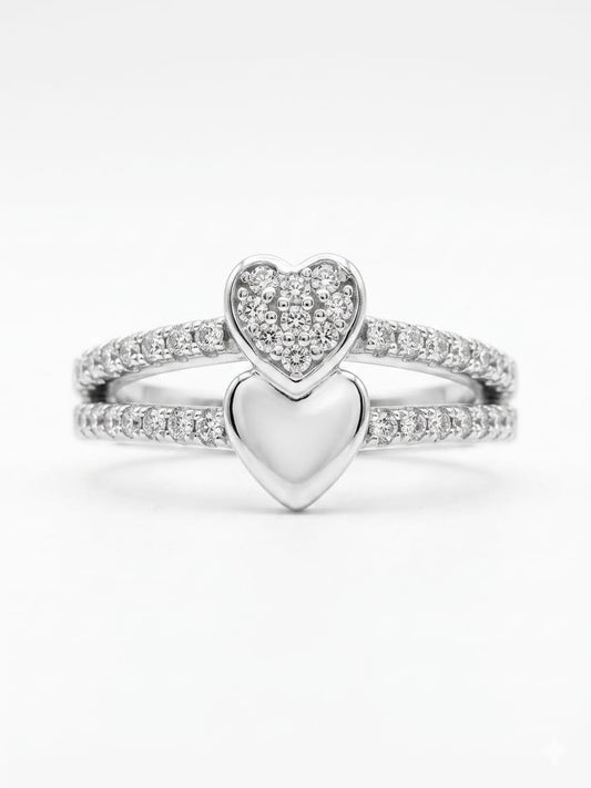 Double Heart Bypass 925 Sterling Silver Ring