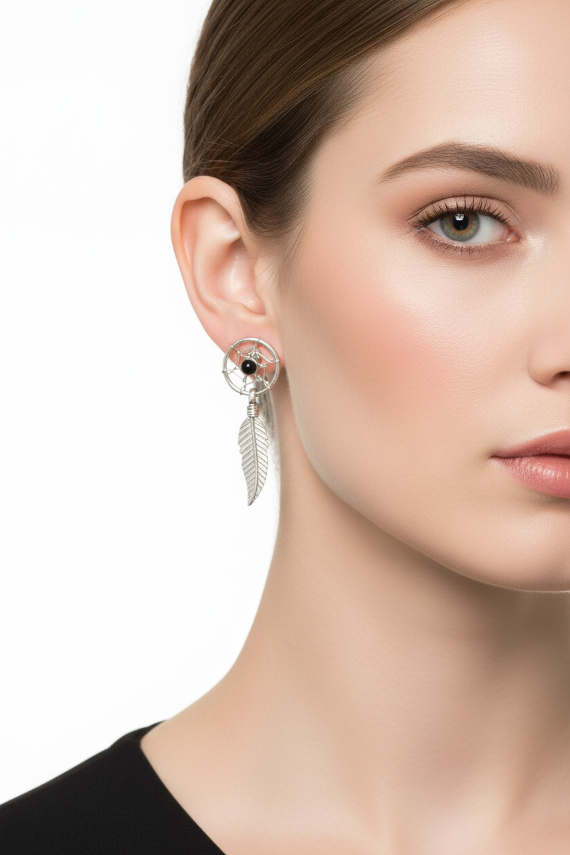 925 Sterling Silver Dream Catcher Stud Earring