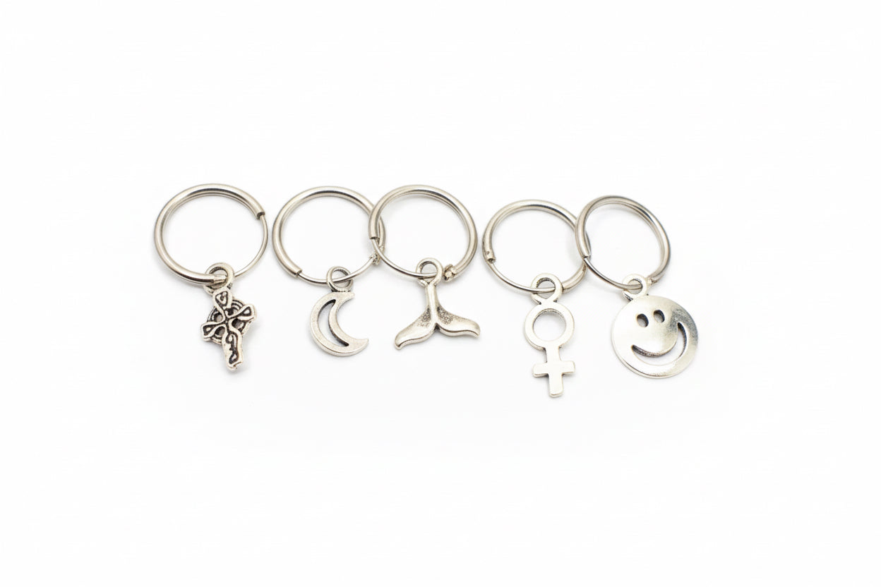 925 Sterling Silver Sleepers with Charms Earrings