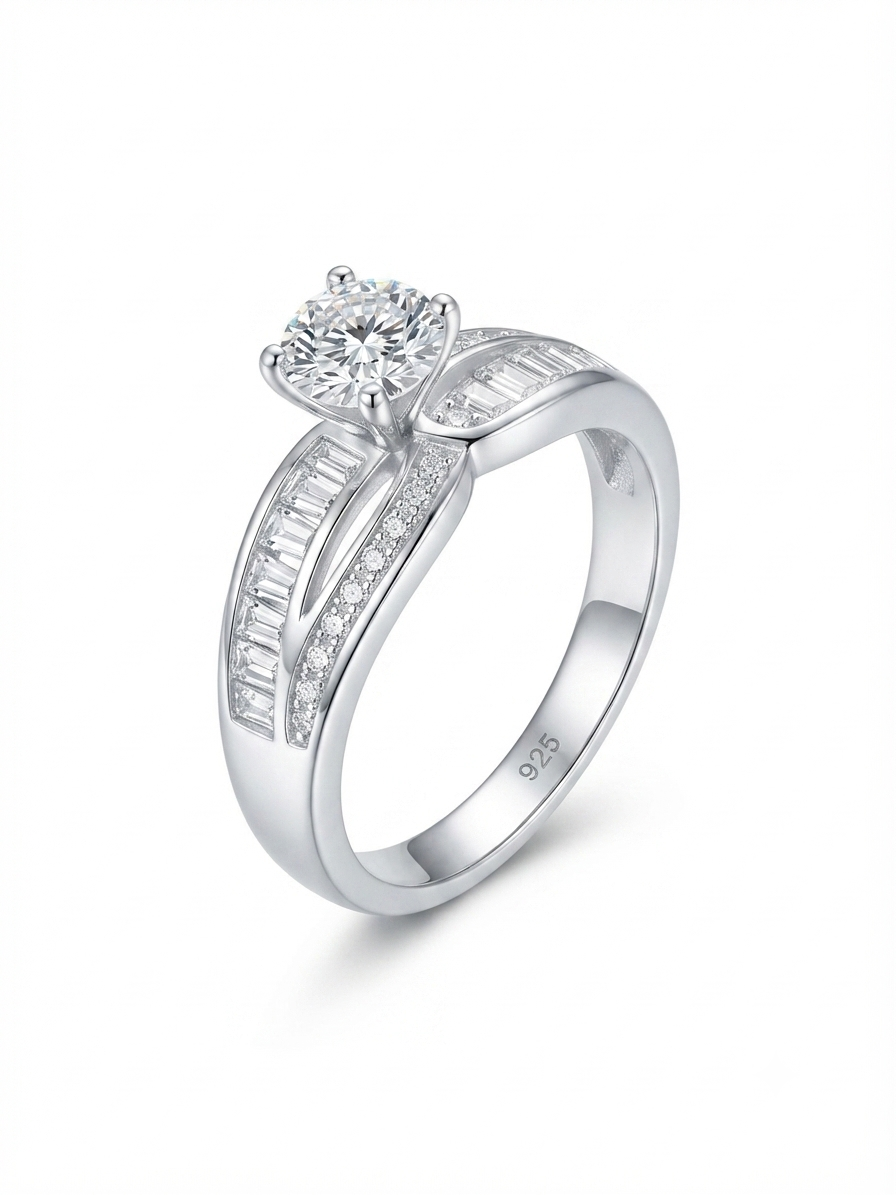 Eternal Brilliance Split-Shank 925 Sterling Silver Ring