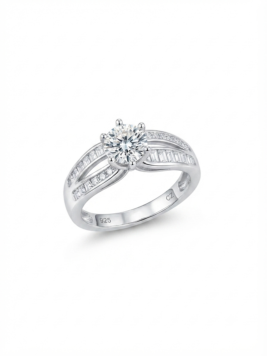 Eternal Brilliance Split-Shank Sterling Silver Ring