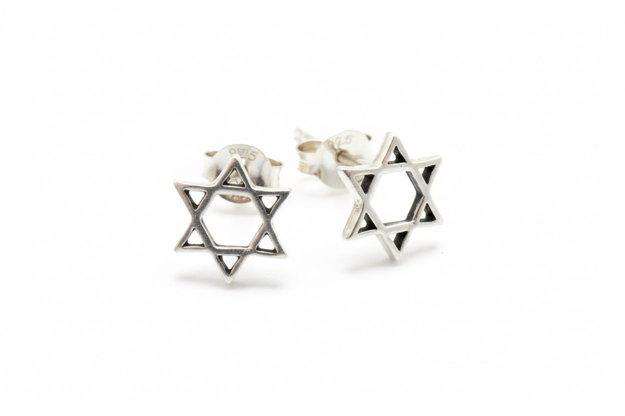 925 Sterling Silver Star of David stud earrings