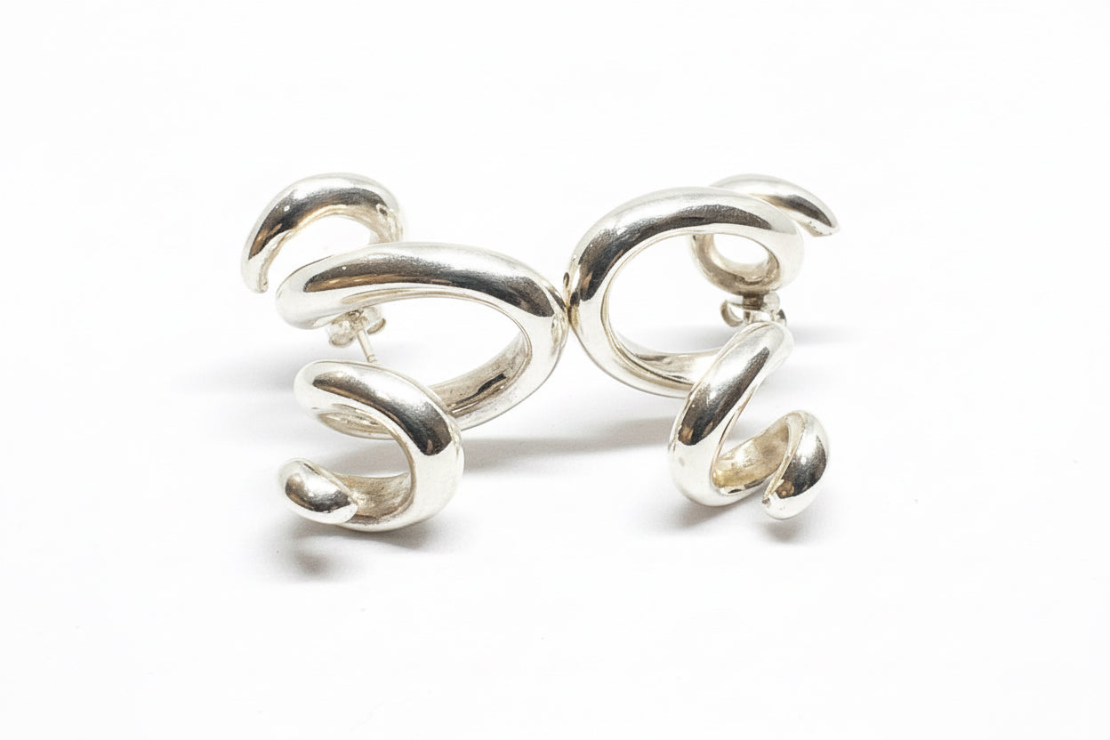 Silver spiral earrings 