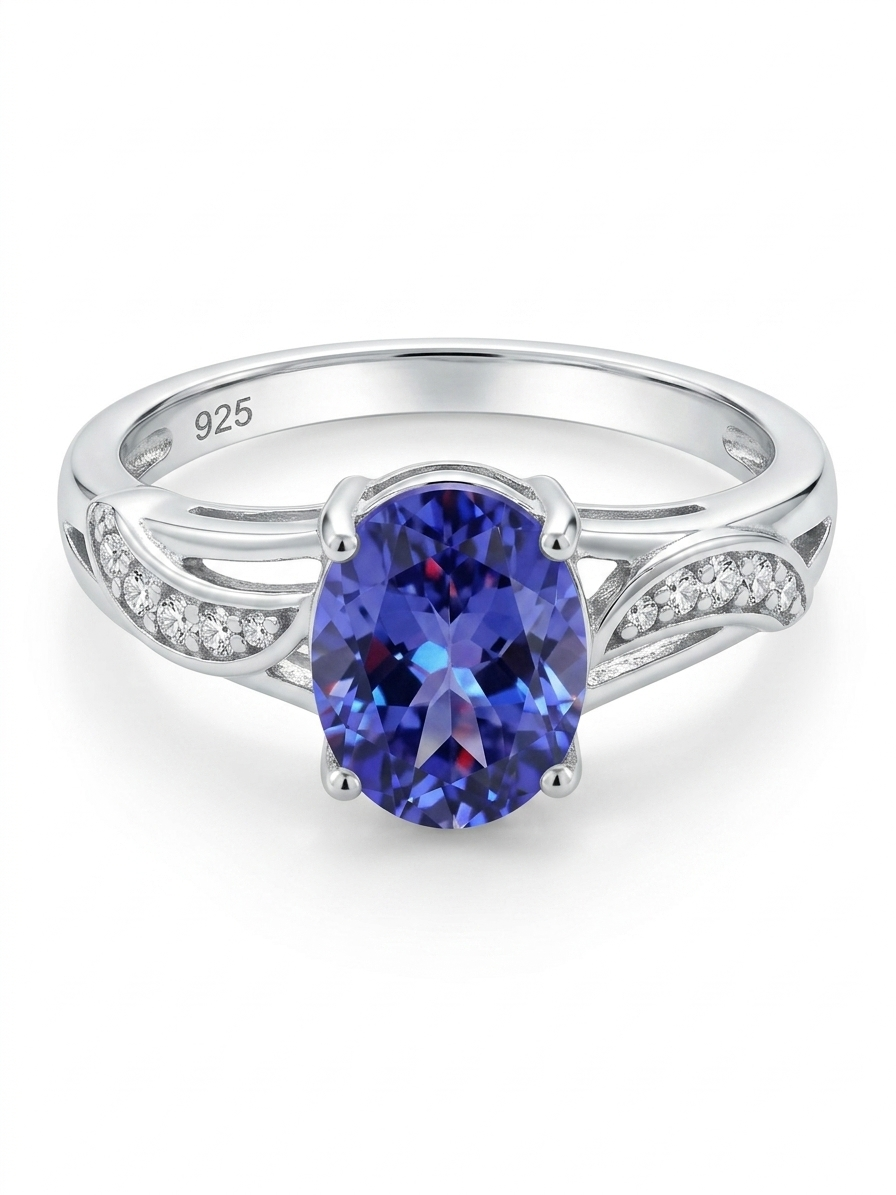 Fashion Oval-Cut Purple 925 Sterling Silver Ring