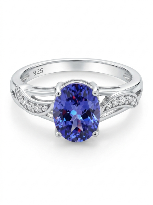 Fashion Oval-Cut Purple 925 Sterling Silver Ring