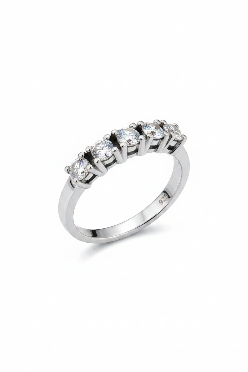Five Stone Anniversary 925 Sterling Silver Ring