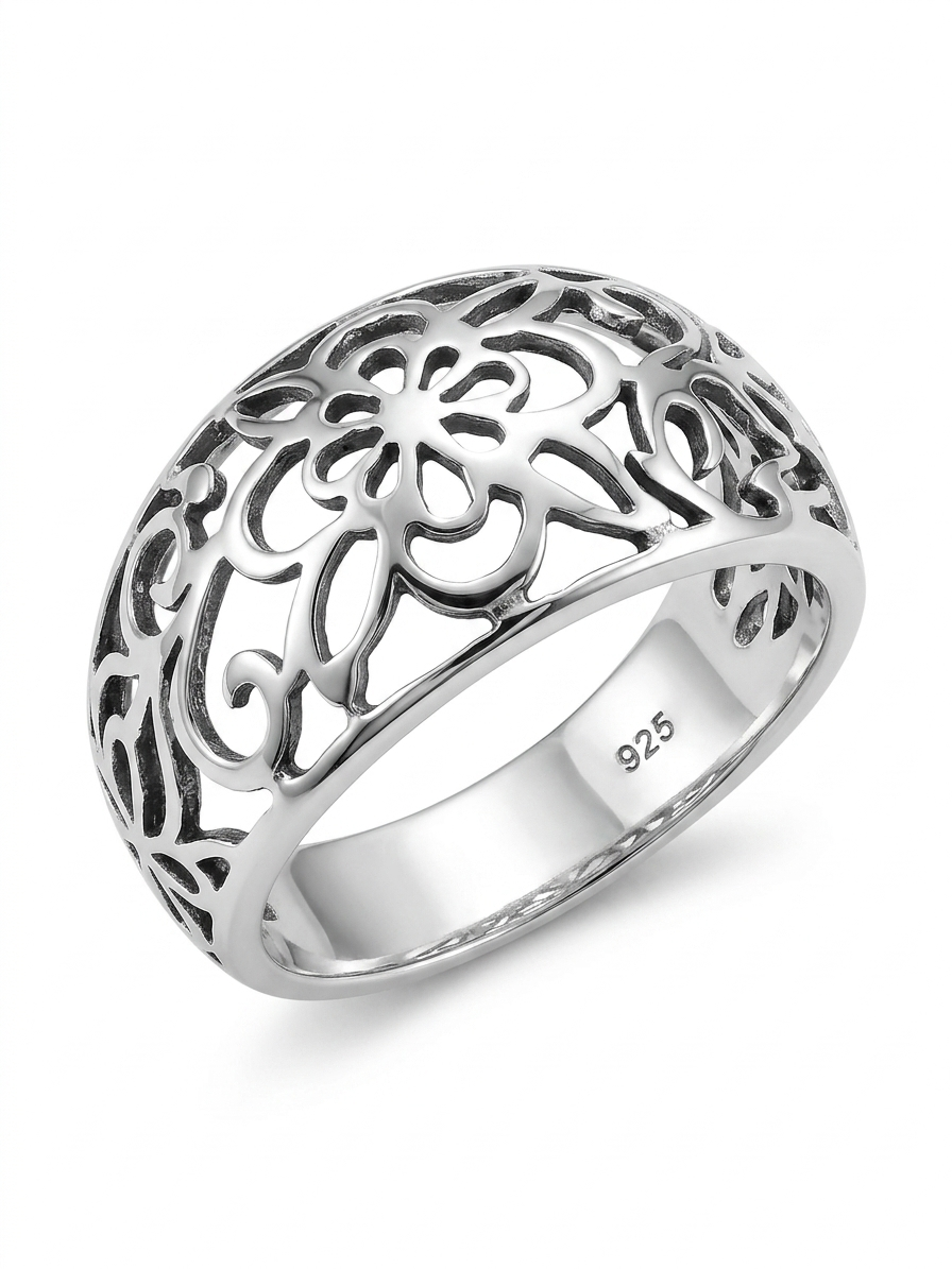 Floral Filigree 925 Sterling Silver Ring