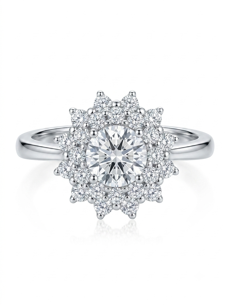 Floral Halo  925 Sterling Silver Ring