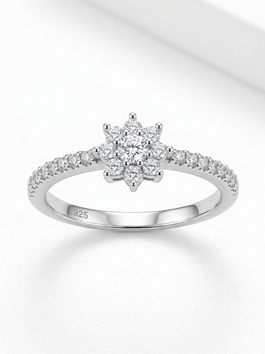 Flower Cluster 925 Sterling Silver Ring