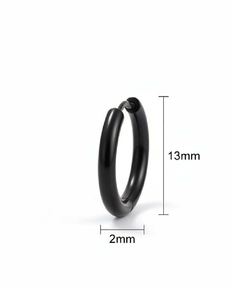 Black Hinged Hoop Earrings
