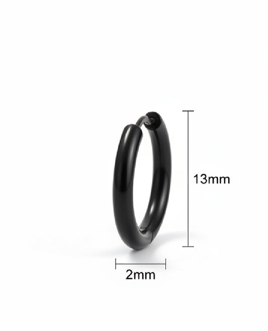 Black Hinged Hoop Earrings