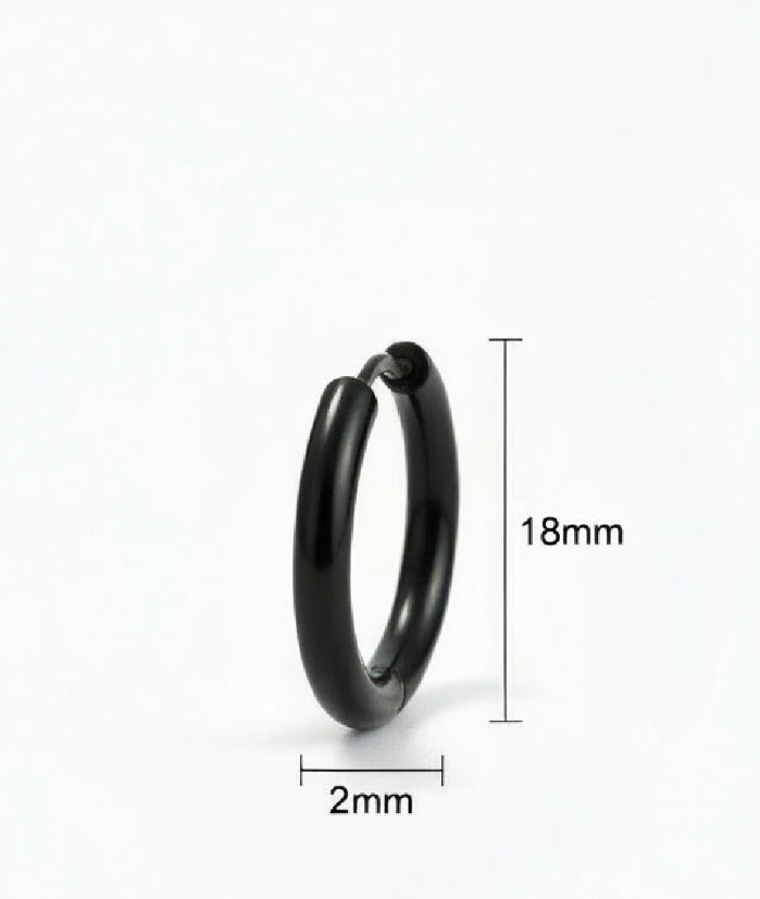 Black Hinged Hoop Earrings
