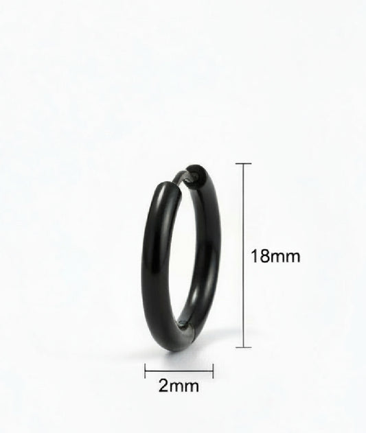 Black Hinged Hoop Earrings