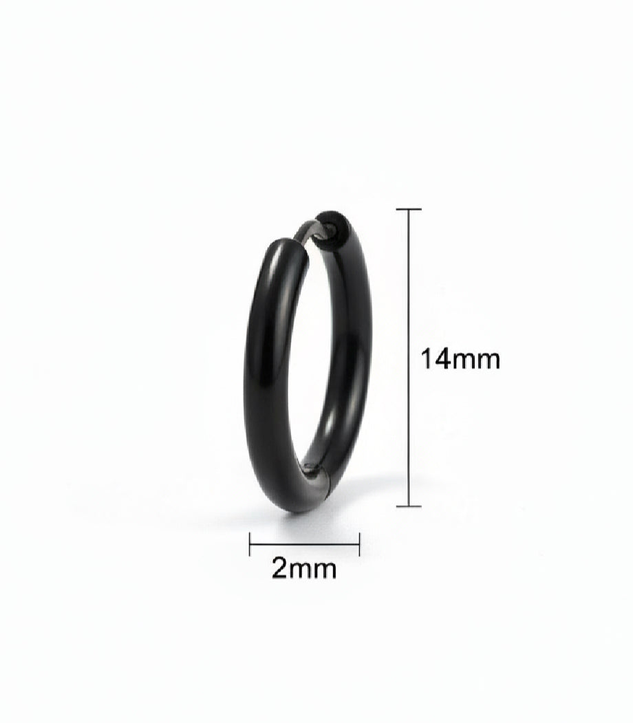 Black Hinged Hoop Earrings
