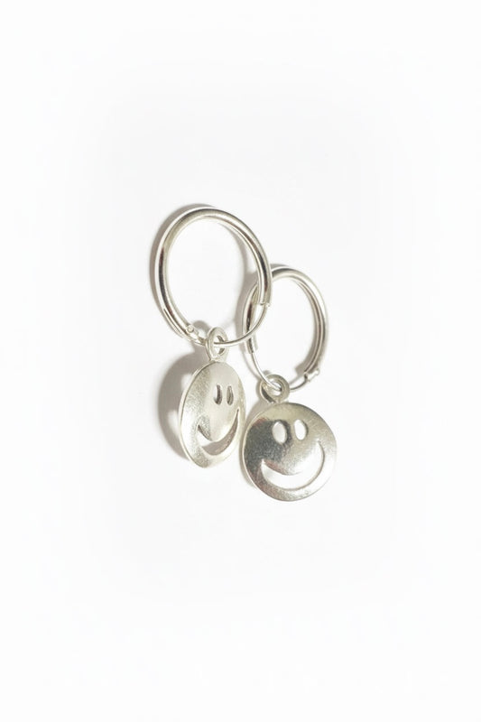 925 Sterling Silver Sleepers with Smiley Face Charm Earrings