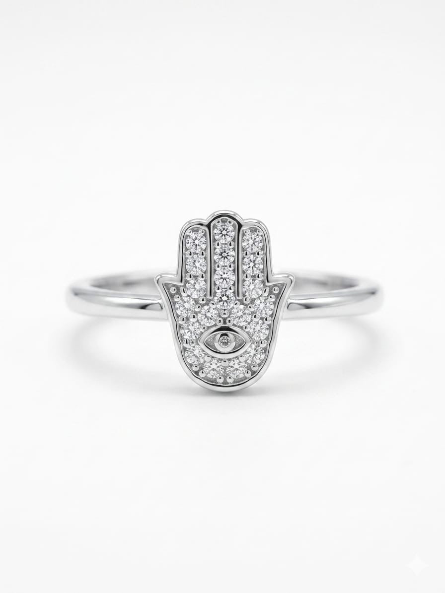 Hamsa Hand 925 Sterling Silver Ring