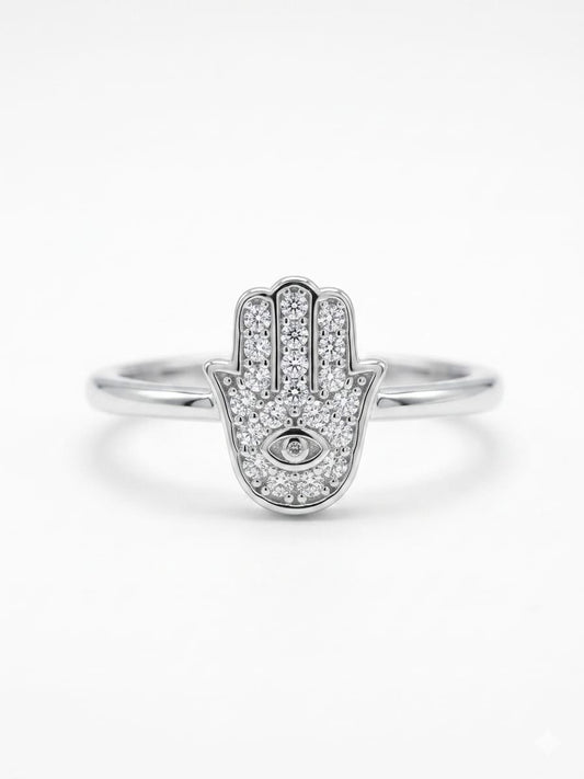 Hamsa Hand 925 Sterling Silver Ring