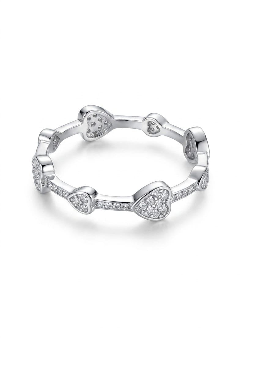 Heart-Link Eternity 925 Sterling Silver Ring