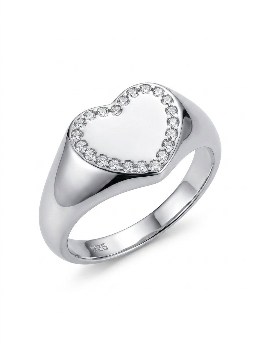 Heart Signet 925 Sterling Silver Ring
