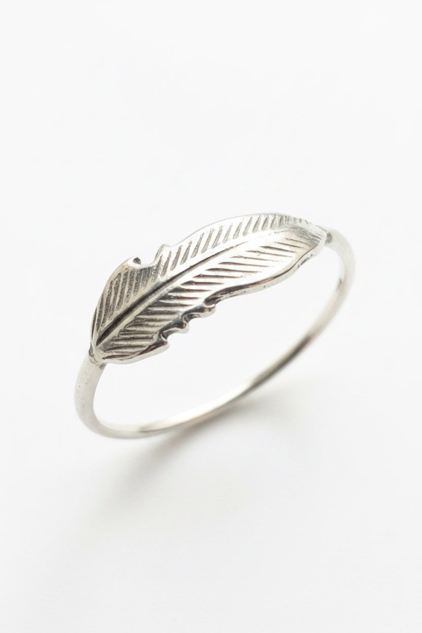Horizontal Feather Sterling Silver Ring