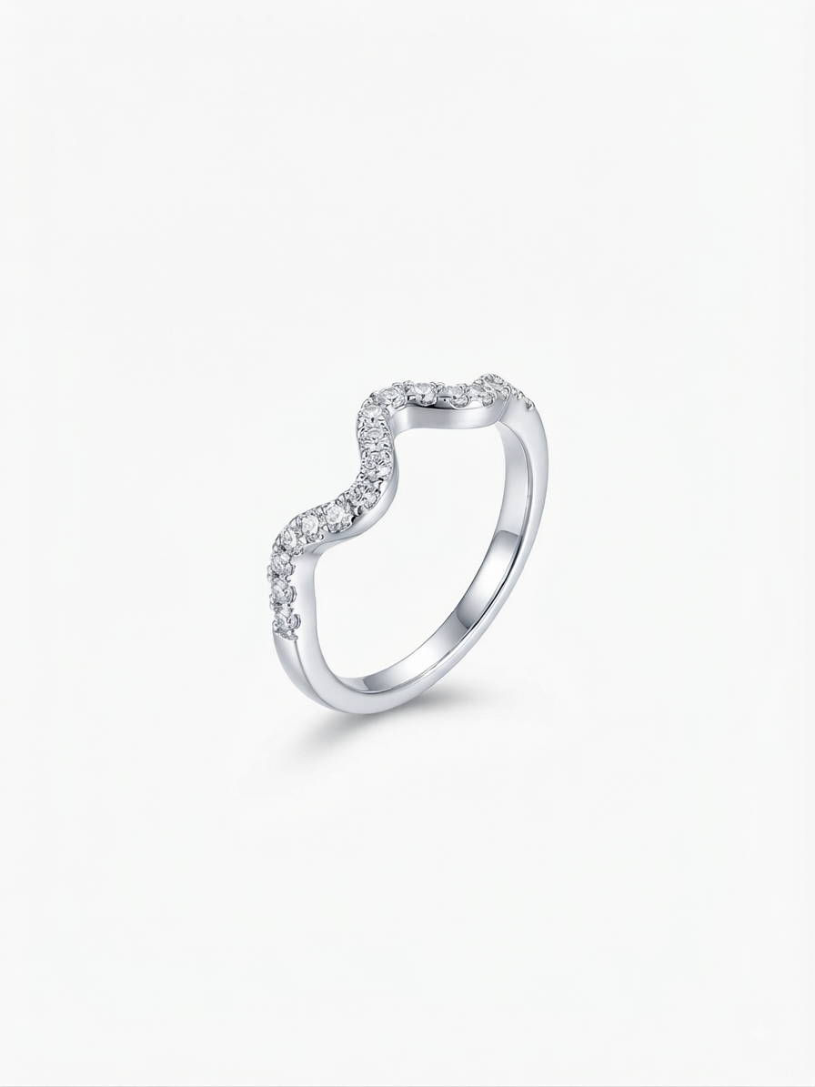 925 Sterling Silver Pavé Wave Ring
