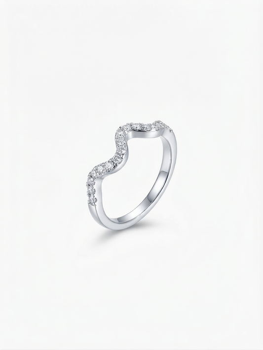 925 Sterling Silver Pavé Wave Ring