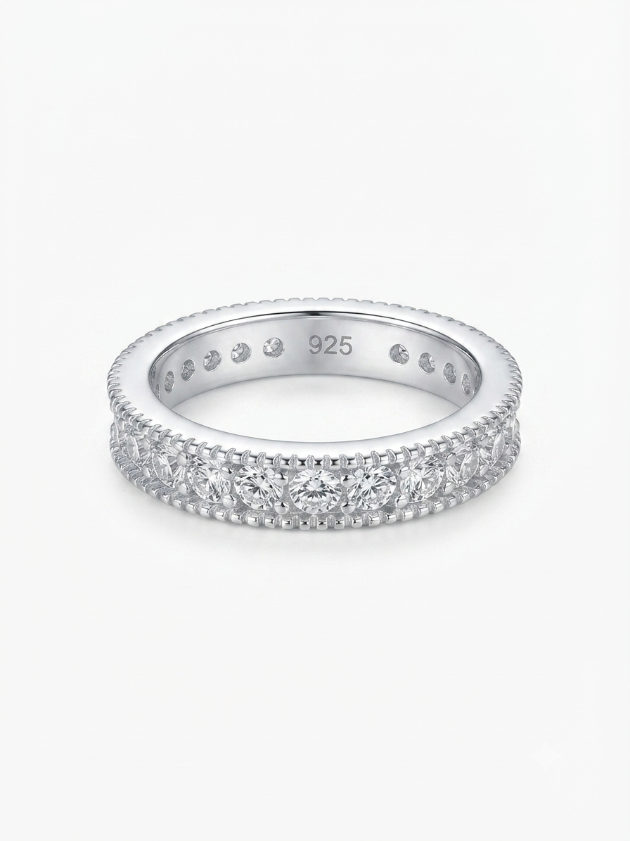 Milgrain Eternity 925 Sterling Silver Ring