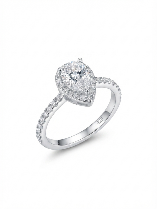 Graceful Tear 925 Ster Silver  Solitaire Ring