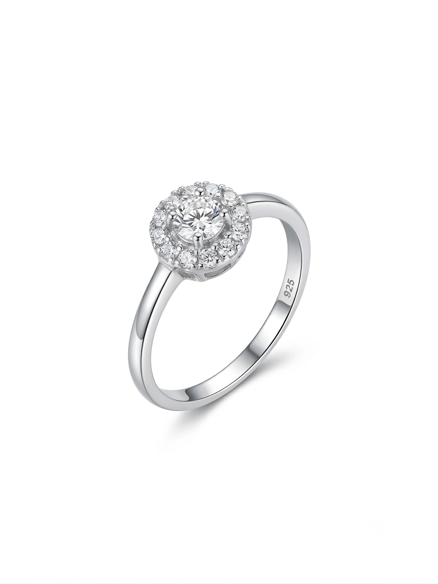 Illusion Halo  925 Sterling Silver Ring