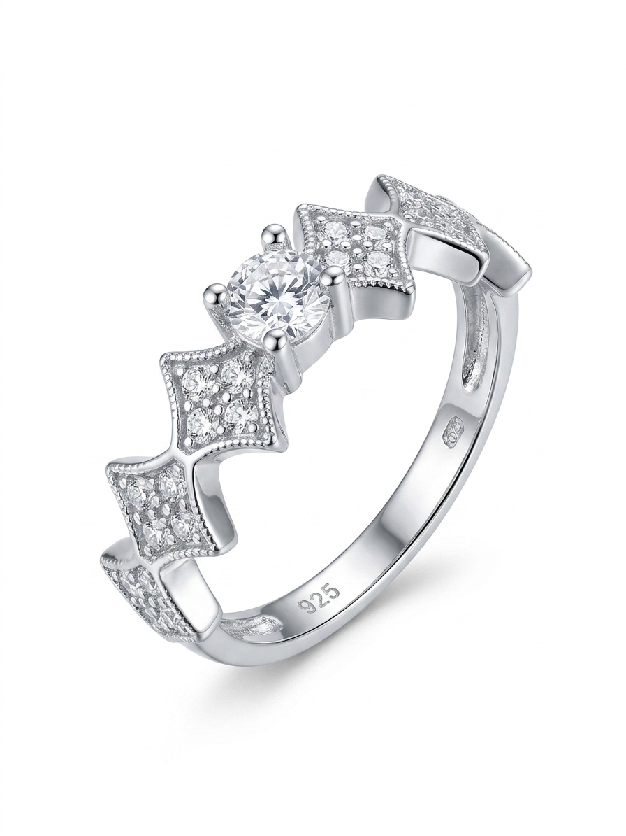 Kite-Shaped 925 Sterling Silver Ring