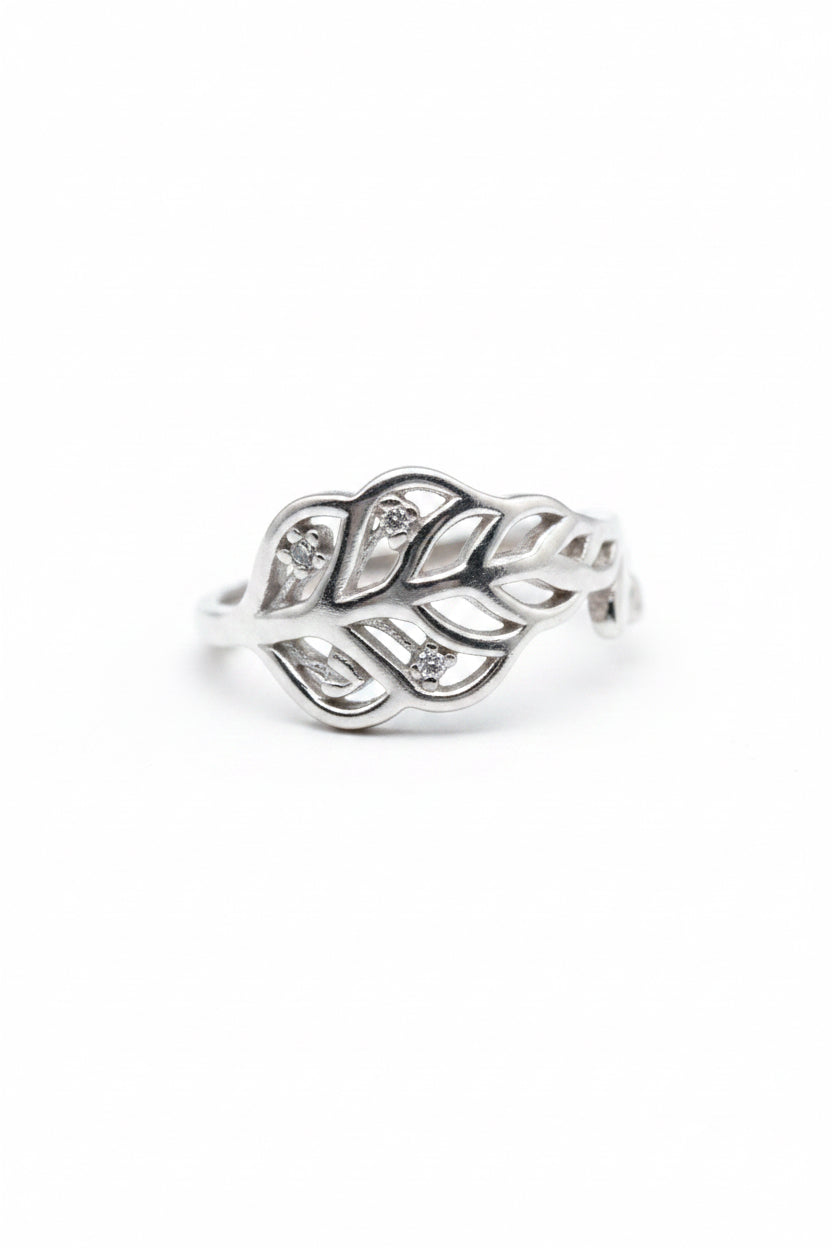 Leaf-Motif 925 Sterling Silver Ring 