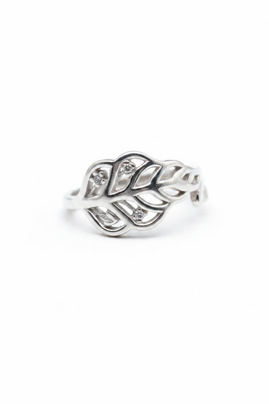 Leaf-Motif 925 Sterling Silver Ring 