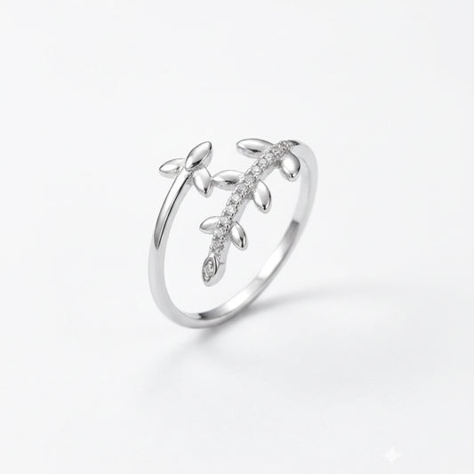 Leaf Wrap Adjustable 925 Sterling Silver Ring