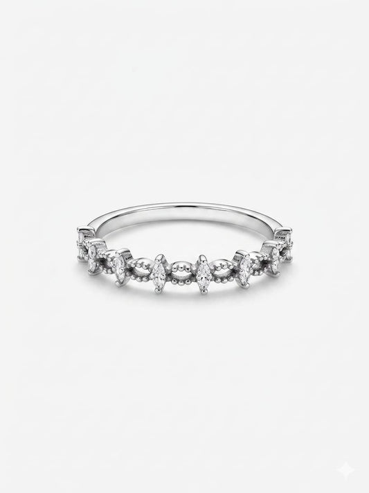 Marquise-Cut Eternity 
 925 Sterling Silver Ring 