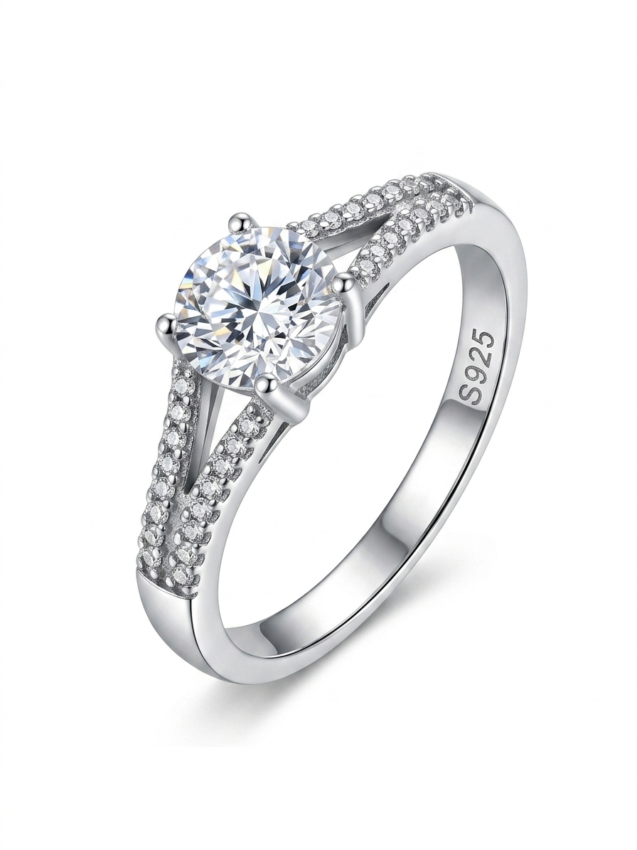 Milgrain 925 Sterling Silver Ring with Split Shank