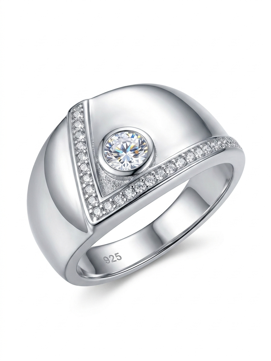 Modern Bezel-Set 925 Sterling Silver Ring