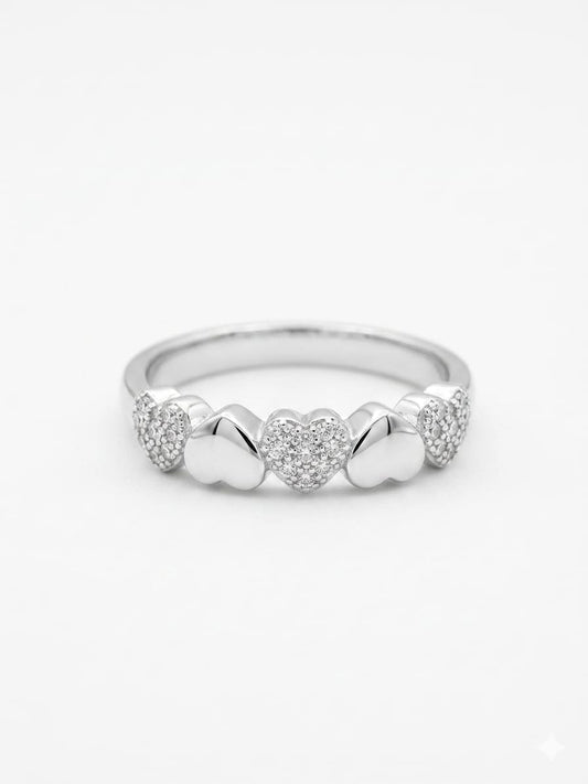 Multi-Heart 925 Sterling Silver Ring 