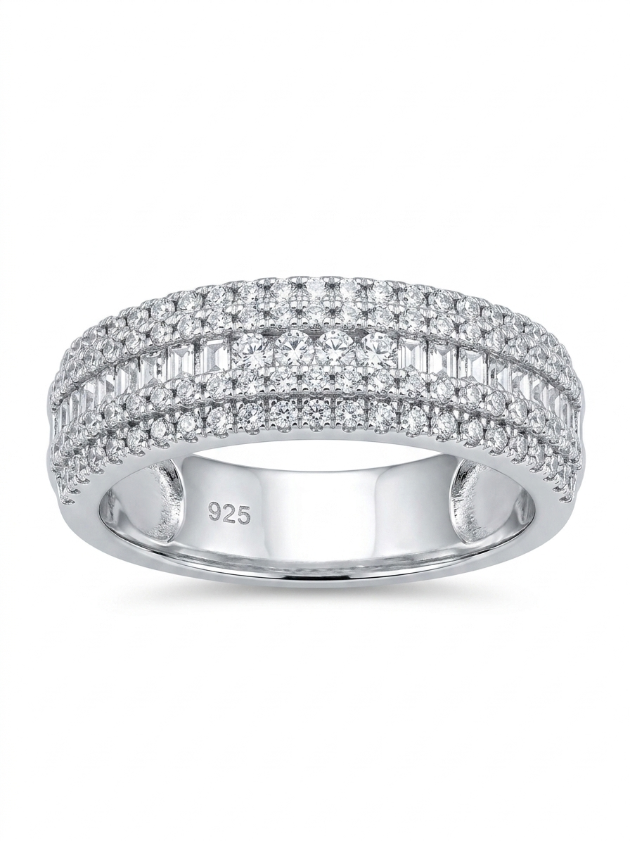 Multi-Row 925 Sterling Silver Dress Ring