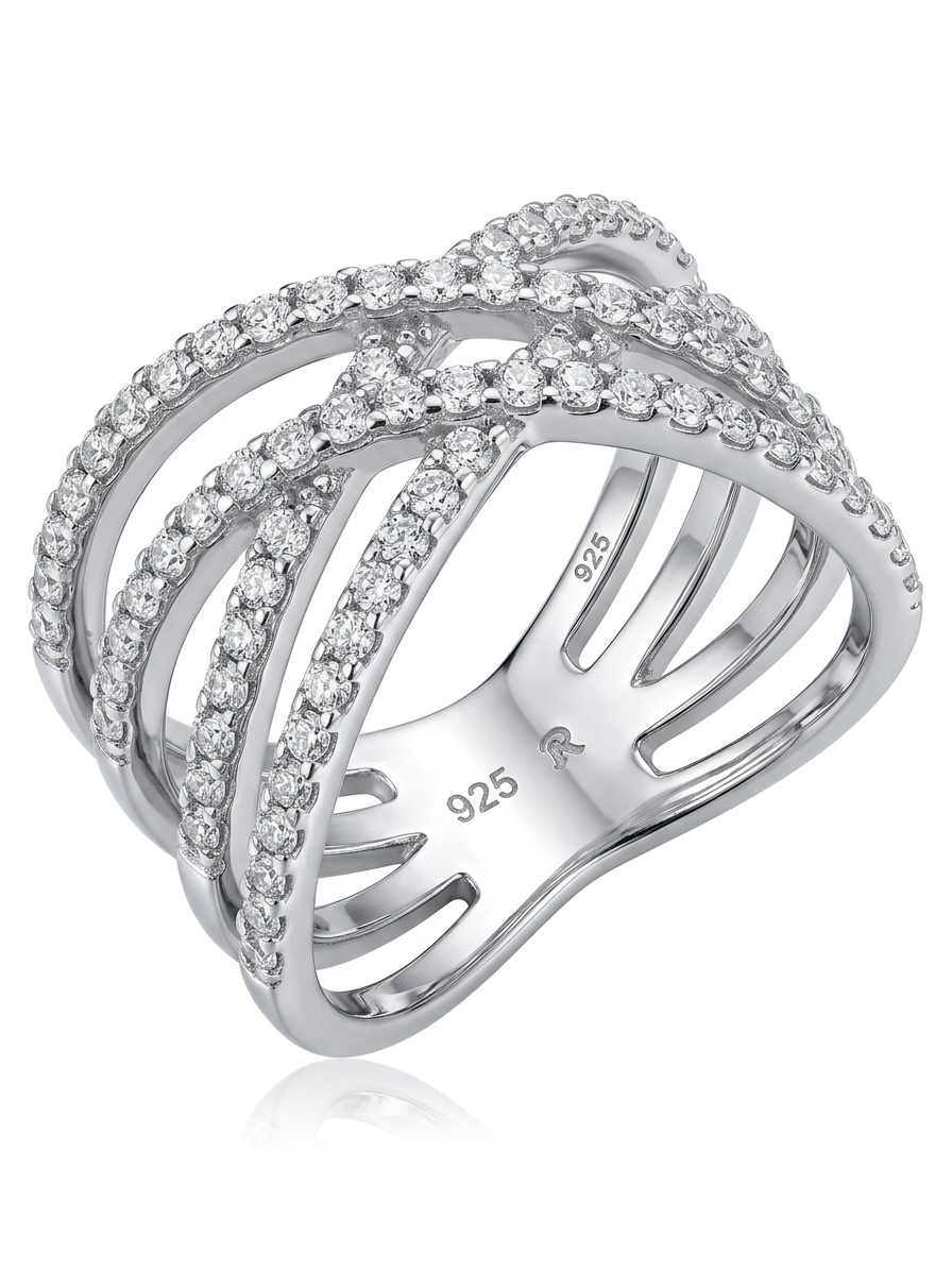 Multi-Strand Croosover 925 Sterling Silver Ring