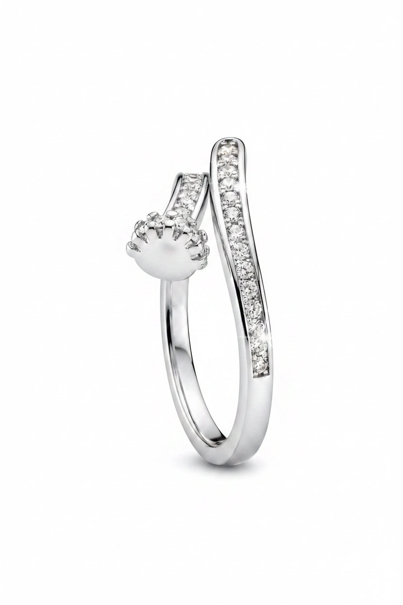 Nail-Inspired Pavé 925 Sterling Silver Ring 