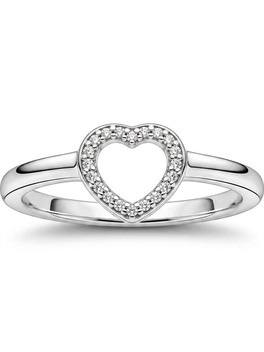 Open Heart Pavé 925 Sterling Silver Ring